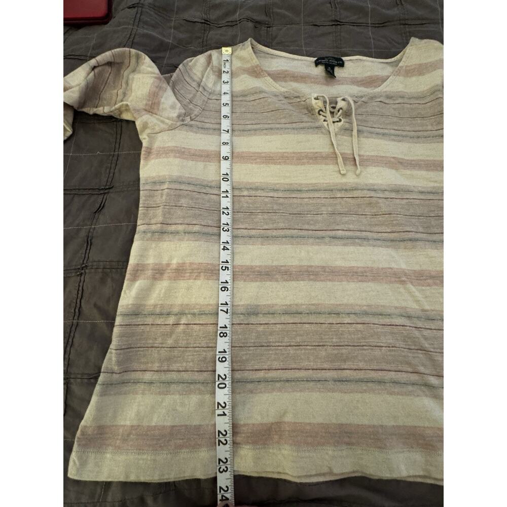 Laruen Ralph Lauren Womens 3/4 Sleeve Stripe Shirt Lace up Shirt Sz XL - Picture 8 of 10
